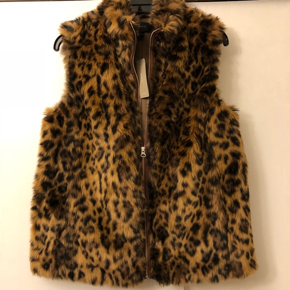 J crew faux fur leopard vest Clearance